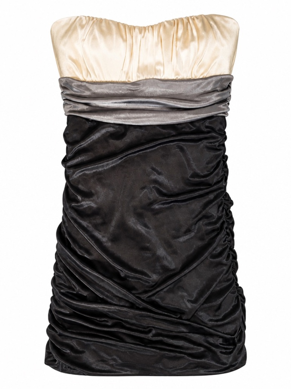 Speechless White Silver Gray Ruched Strapless Cocktail Dress